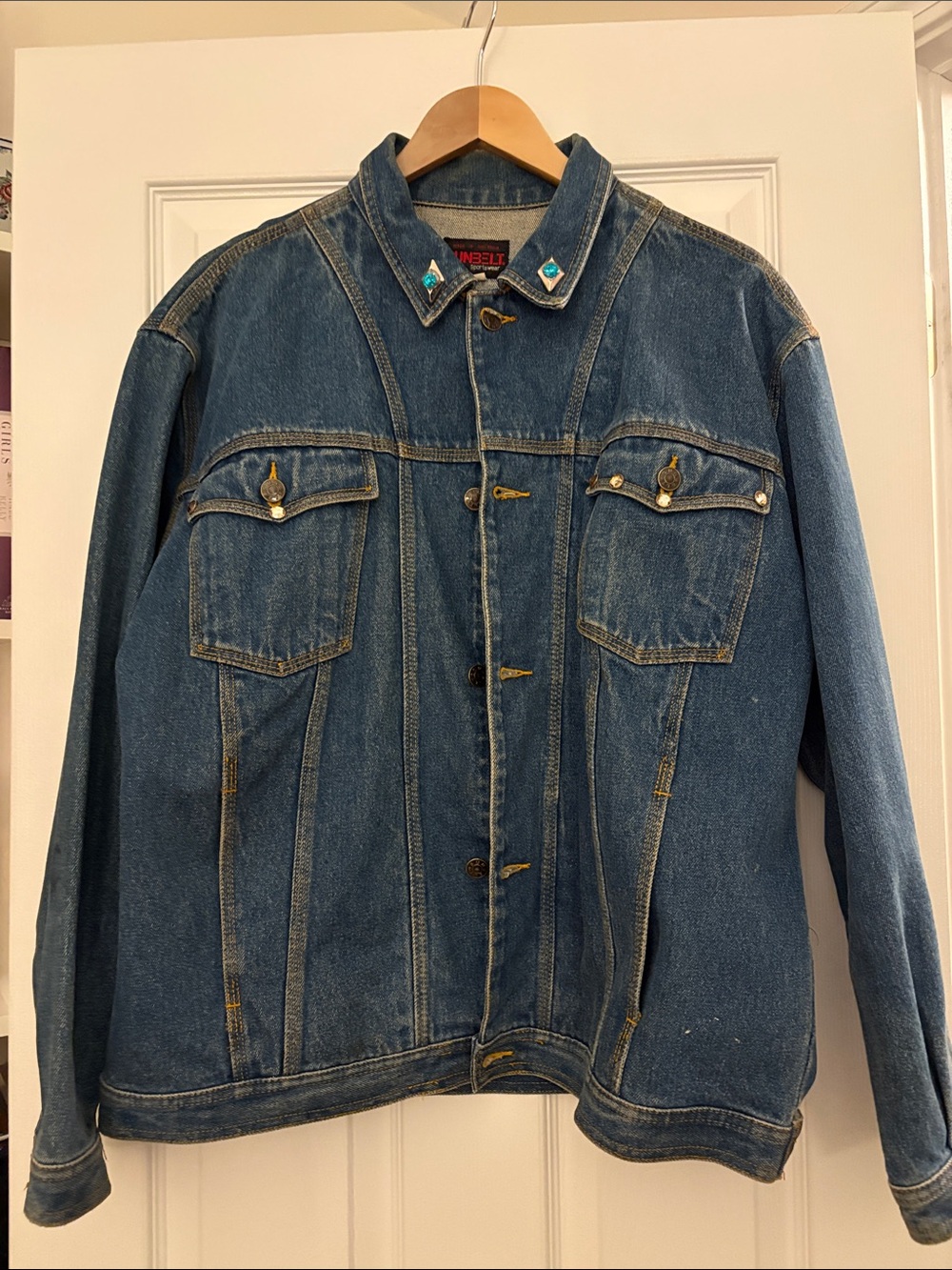‘90s Vintage Custom Hand-Decorated Denim Jacket - Blue